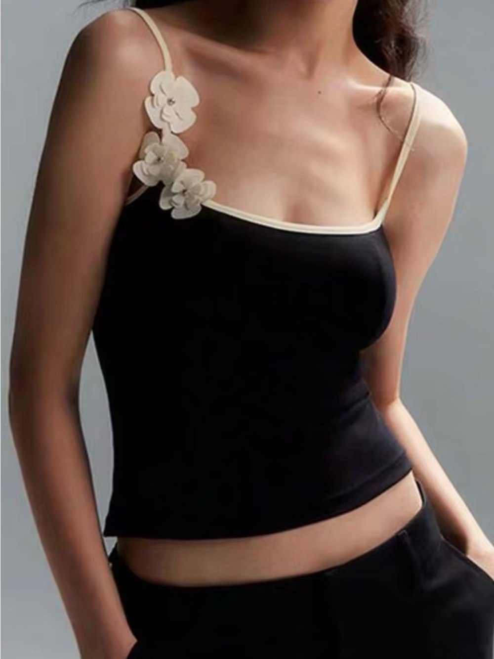 Commense Floral Contrast Trim Bodycon Cami Top size XL